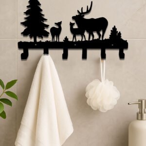 Farmhouse Rustic Animal Coat Hook Rack,Wall-Mounted Tree Branch Design Hanger