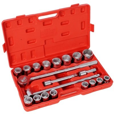 21PCS 3 4 DRIVE SOCKET SET 6 POINTS,SAE Size,Red Blow Case