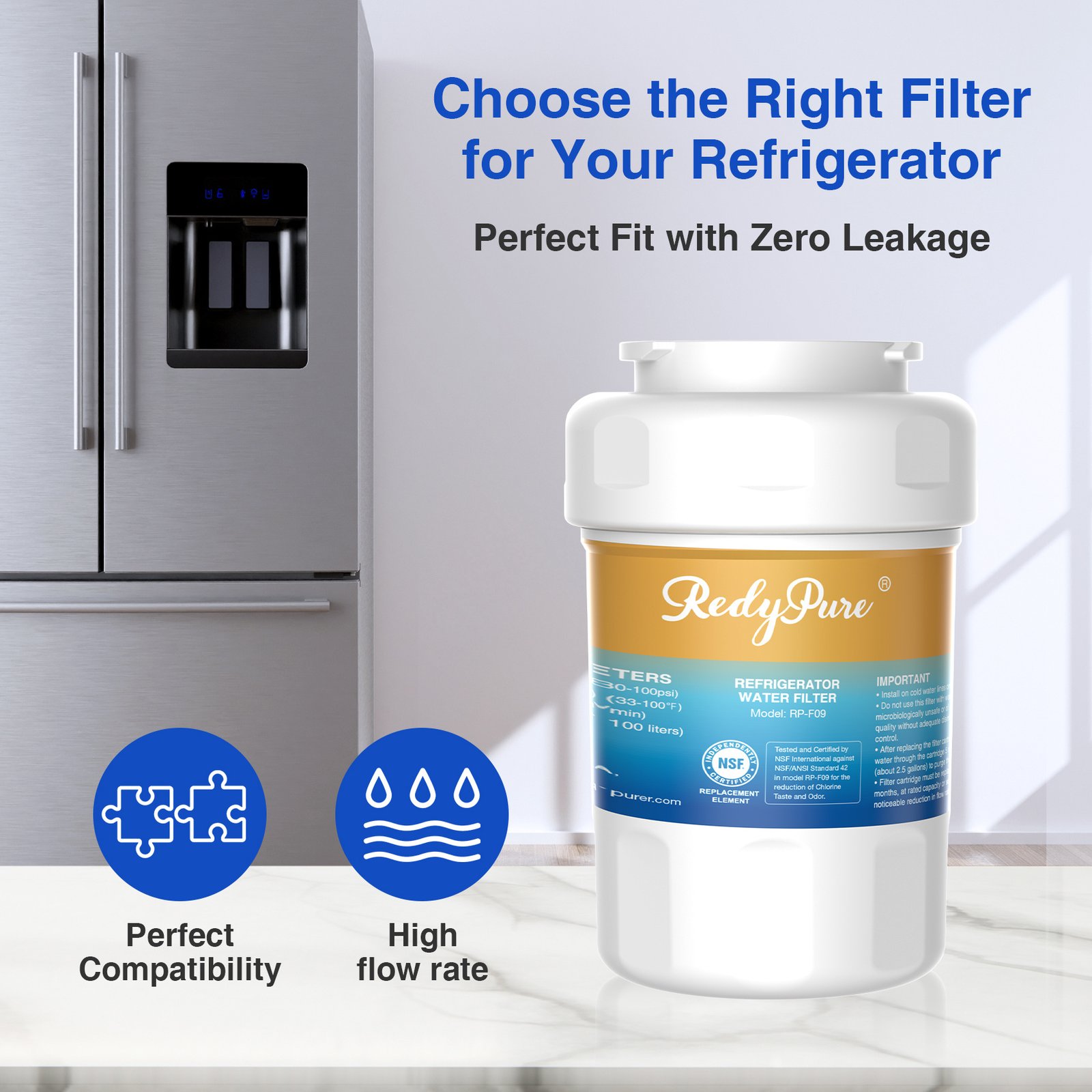 4 Pack Refrigerator Water Filter Replacement For GE MWF, SmartWater MWFP, MWFINT, MWFA, GWF, HDX FMG-1, Kenmore 9991, GSE25GSHECSS, WFC1201 Water Filter - Image 3