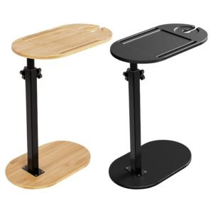 1Pc C-Shaped Bathtub Tray Table With Adjustable Height 360Degree Rotatable Desktop Freestanding Bath Caddy Against Wall Couch Bed Sofa Side Table