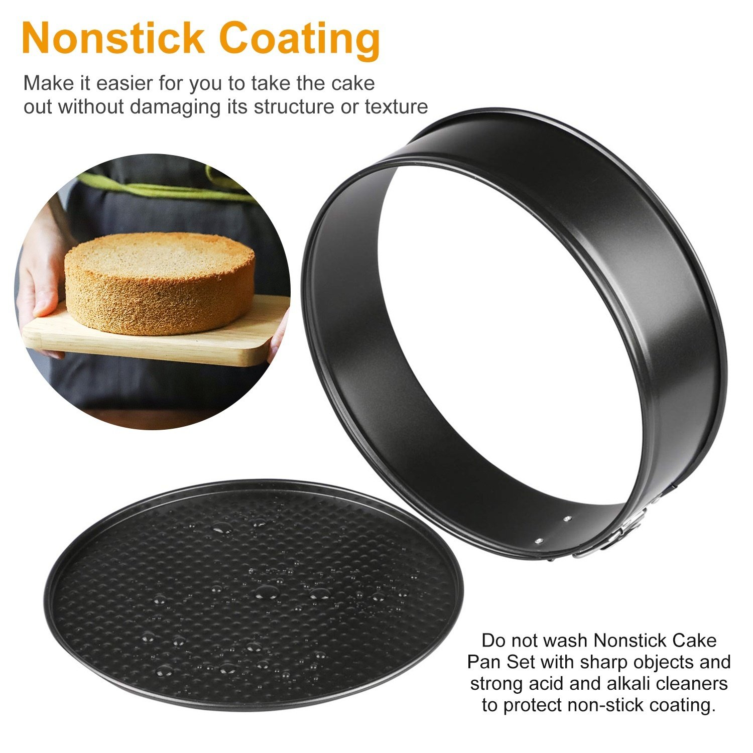 3Pcs Per Set Non-stick Springform Cake Pan Leakproof 9in 10in 11in Bakeware Pan With Removable Bottom - Image 4
