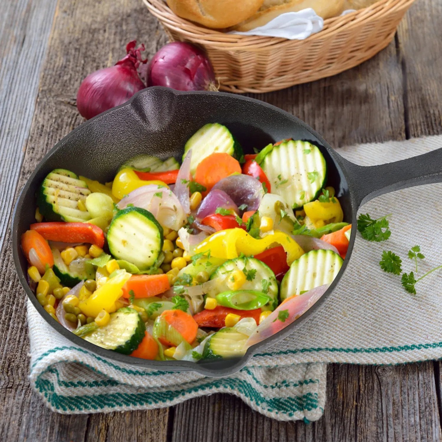 3Pcs Pre-Seasoned Cast Iron Skillet Set 6 8 10in Non-Stick Oven Safe Cookware Heat-Resistant Frying Pan - Image 7