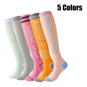 5 Pairs Womens Pressure Running Skipping Rope Fitness Sports Socks Mid-length Tube High Barrel Calf Muscle Energy