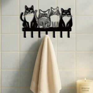 1PC Cute Cat Wall Hook-Adorable Kitty Decor For Home, Strong Metal Wall Hooks