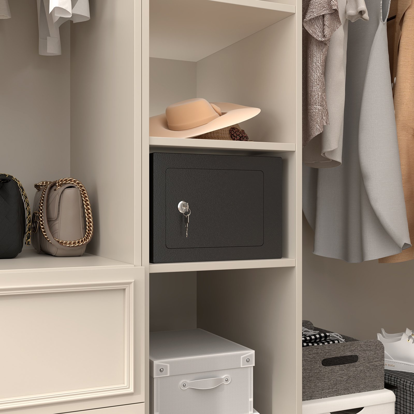 Secure Safe With Key And Password Money Home Safe, 0.23 Cubic Feet Small Safe, Mini Storage Cabinet, Suitable For Home Use, Can Store Money, Documents, And Valuable Items - Image 2