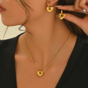 Heart-In-Heart Gold Plated Jewelry Set