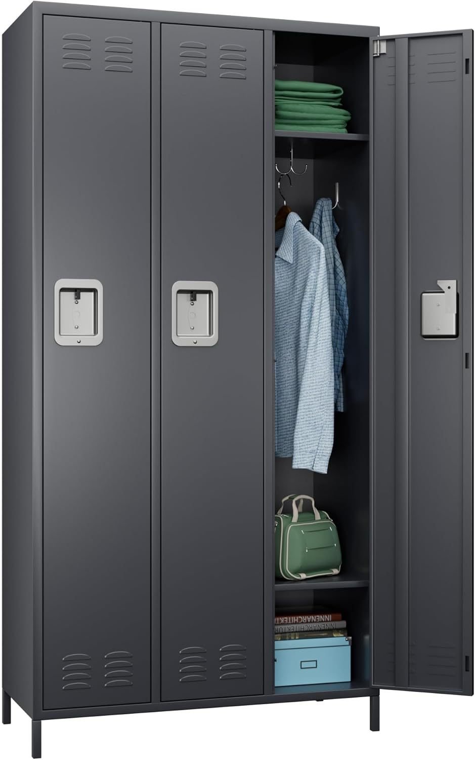 15 Doors Metal Lockers For Employees For Offices School Gyms Home,Assembly Required,Dark Gray