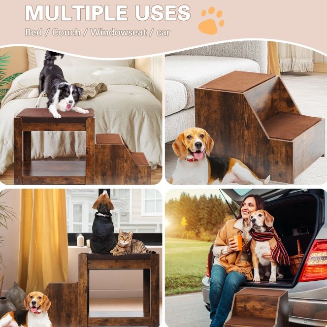 Pet Bunk Bed With Removable Step For Dogs And Cats, Multi-Level Bed Window Perch Seat Platform With Cushion And Cat Scratch Pad, Indoor Use - Image 5