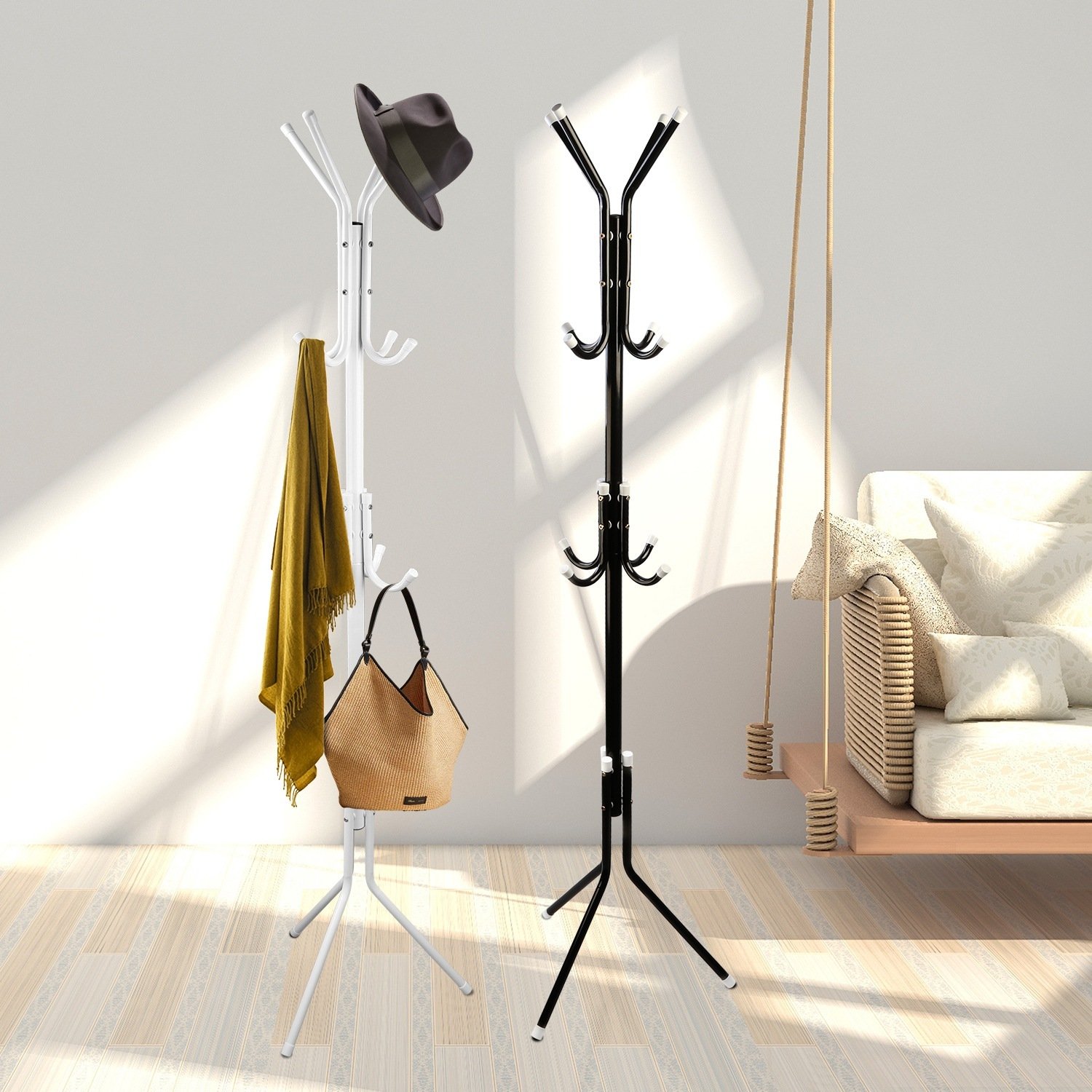 Black-White Options -- 1Pc Standing Coat Hat Rack Organizer - Image 4