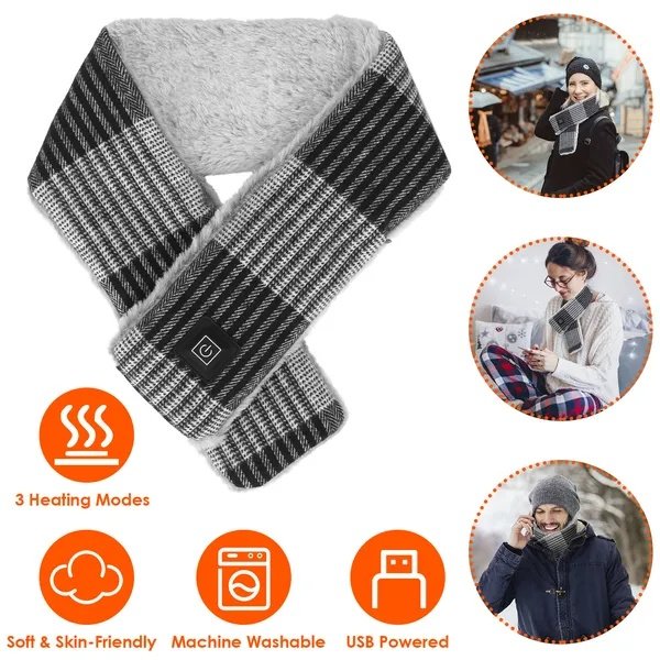 Electric Heated Scarf USB Heating Neck Wrap Unisex Winter Heated Neck Shawl - Image 3