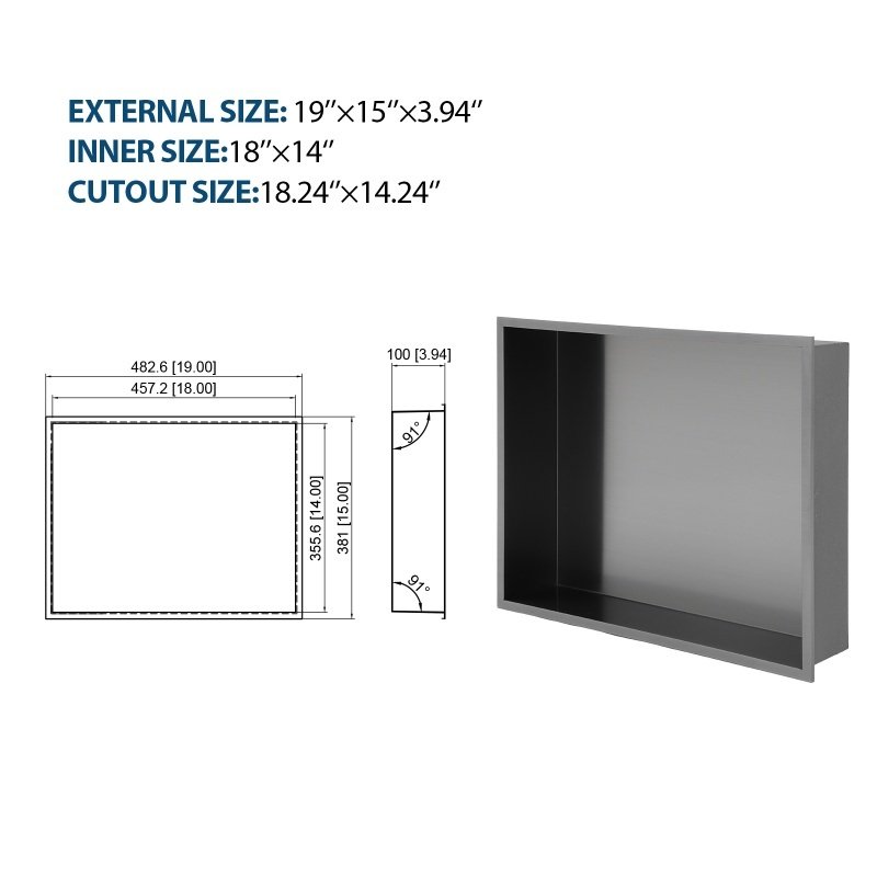Stainless Steel Shower Niche, Gunmetal Black, Waterproof, Leak-Free, Rust-Resistant,Easy Installation, Corrosion-Resistant - Image 2