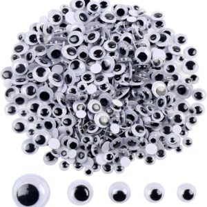 10 0 0 Pcs Black Wiggle Googly Eyes With Self-Adhesive, 6 Mm 8 Mm 10 Mm 12 Mm Mixed Packaging