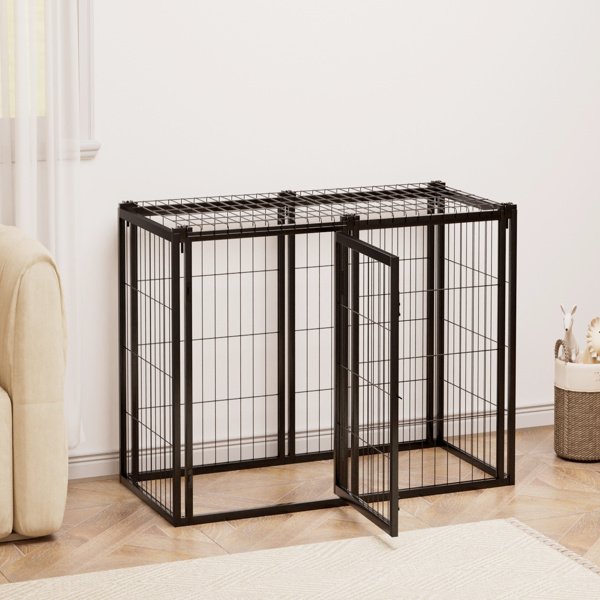 Dog Cage 47.2 Inches, Suitable For Small And Medium-sized Dogs, With A Top Dog Fence, Pet Cage, Indoor, Black. 47.2 Inches Long X 22 Inches Wide X 24 Inches High. - Image 4