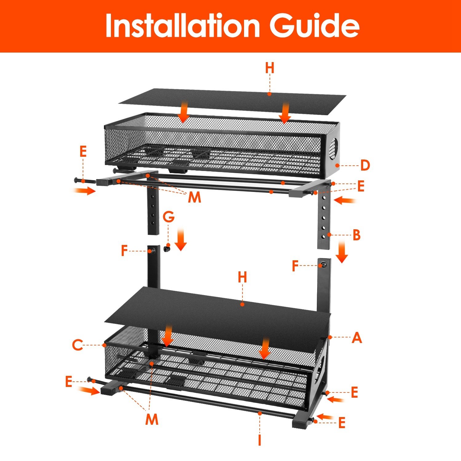 2Pcs Under Sink Organizer 2 Tier Pull Out Cabinet Baskets Storage Shelf Sliding Storage Drawers Rack With 5 Adjustable Height Mesh Baskets For Home Kitchen Bathroom Office - Image 5