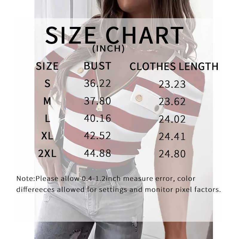 Women's Color Block Short Sleeve T-Shirt Striped Zipper Front Top Casual Summer Blouse Tee - Image 7